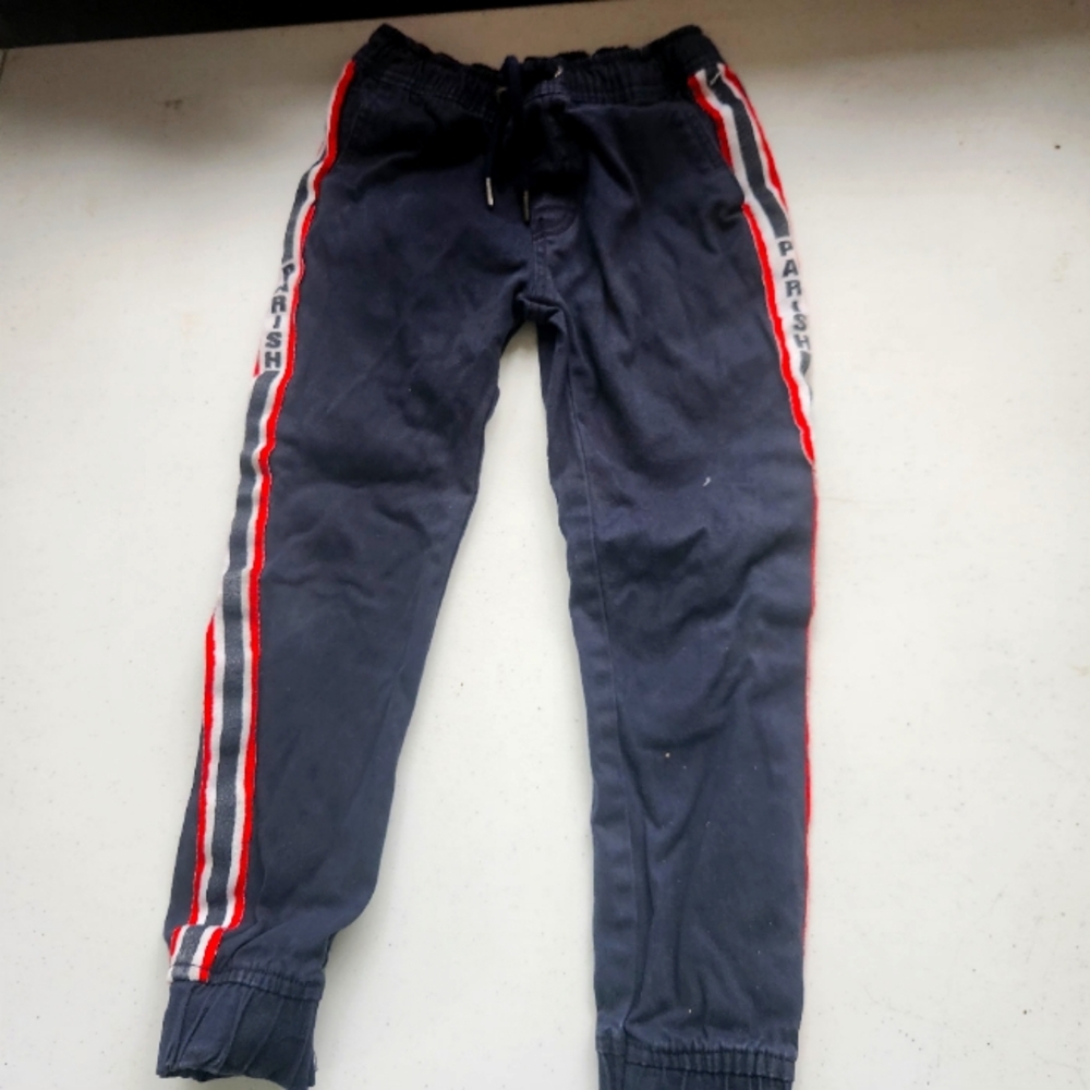 Aris Blue and Red Joggers with Sporty Stripes